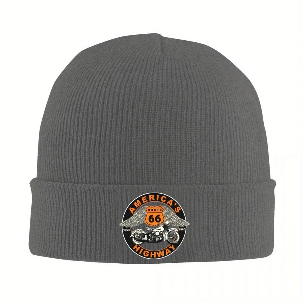 New Route Highway Knit Hat Beanies Winter Hats Warm Color Motorcycle Cruise America Caps For Unisex Women