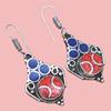 Tibetan Turquoise Coral Red Earrings Nepali Tribal 12gms 1.5" 1.6" Chunky Gift