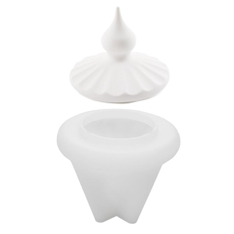 Striped Cylinder Resins Jar Molds Candlestick Molds for Making Candlestick Tealight Holder Storage Jar, Resins Lid Molds
