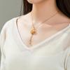 Luxury Pure Gold Real Gold Women's Flower Tassel Pendant Necklace