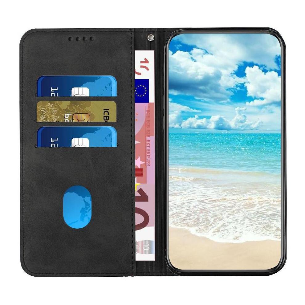 (Black) Flip Case for iphone 16e Kickstand Pu Leather Card Insertion Wallet