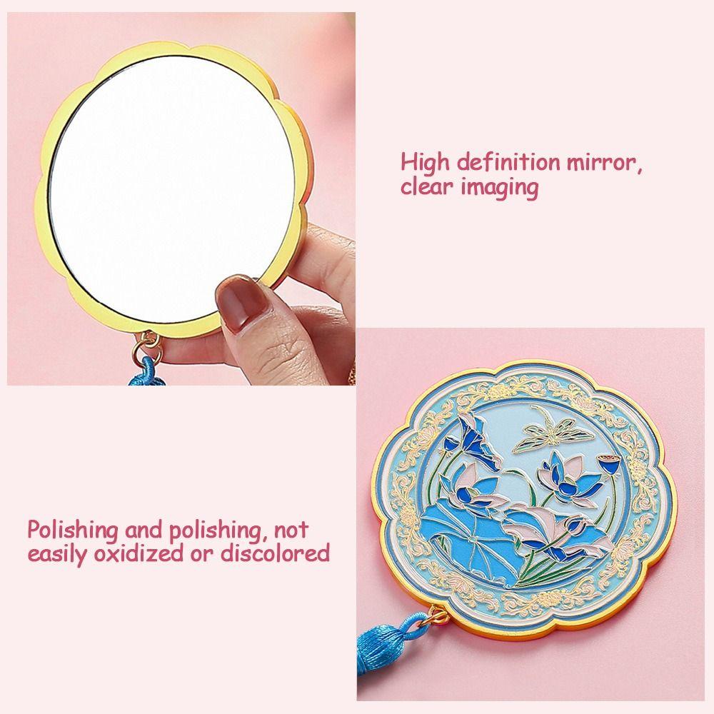Portable Makeup Mirror Relief Design Cosmetic Mirror Exquisite Handheld Mirror  Tourist Souvenirs
