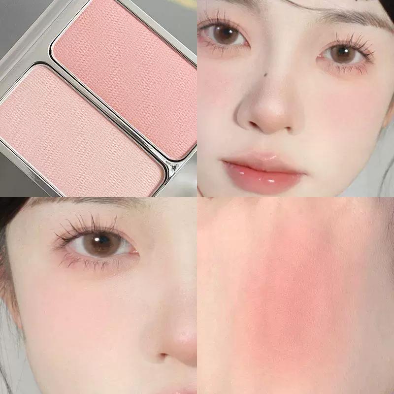 Official Genuine Dual-Color Blush for Contouring and Highlighting, Milky Apricot Powder Matte Finish, Cute and Pure, Enhances Complexion, Big Brand