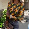 Women Casual Long Sleeve Ribbed Knit Top Crew Neck Halloween Print Slim Fit Stretchy Pullover Shirt for Fall and Winter