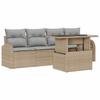 Garden Sofa Set with Cushions 5 Pcs Beige Poly Rattan