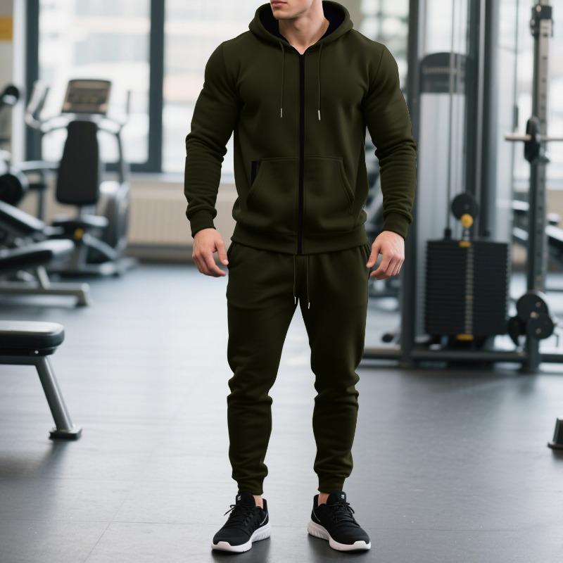 Men's 2 Piece Tracksuit Set Full Zip Hoodie & Jogger Pants Casual Gym Workout Suit