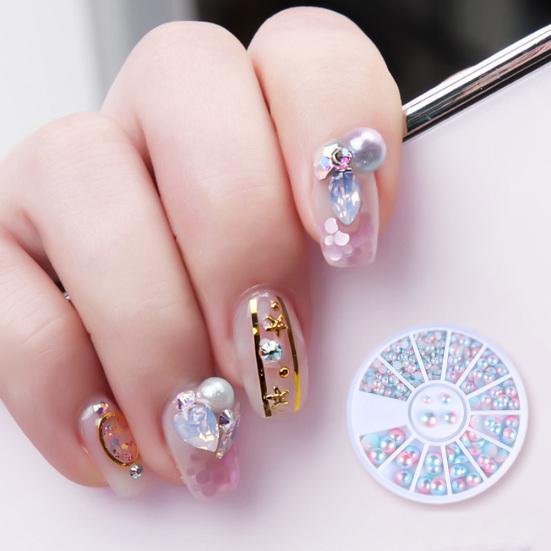 

Полукруглые бусины из искусственного жемчуга, градиентные шпильки с плоским дном, 3D украшения для дизайна ногтей