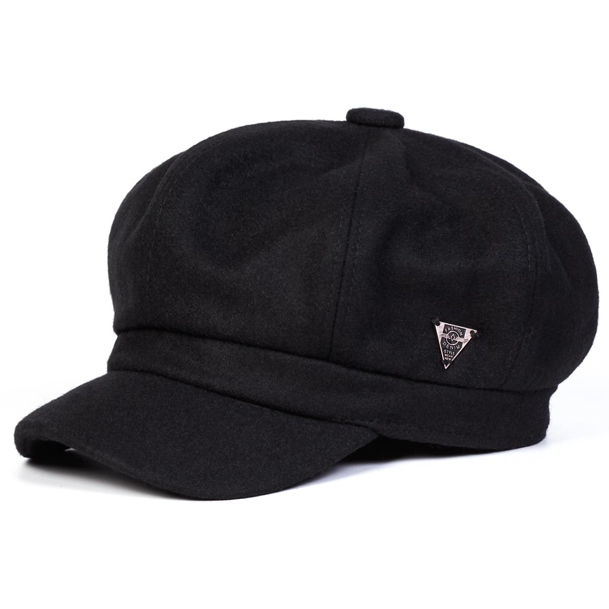 

Unisex Fashion Denim Letter Label Newsboy Hat Spring And Autumn Retro Beret Hats Wild Casual Hats Octagonal Cap