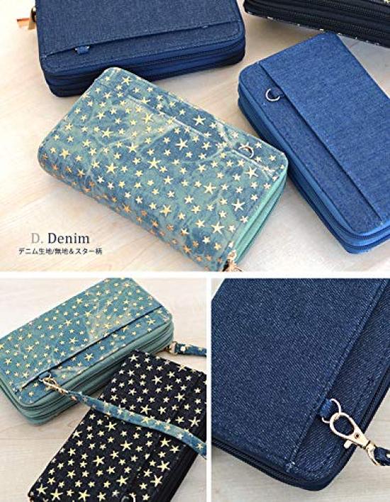 LuLu & Berry Women's Double Zipper Long Wallet In D Denim Star Distressed Blue