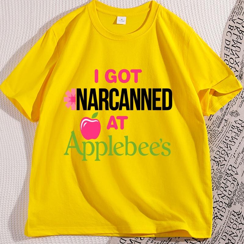 I Got Narcanned At Apple T Shirt Funny Food Short Sleeved Tshirt for Men Women Tee Clothes Loose Casual Cartoon Oversized Y2K