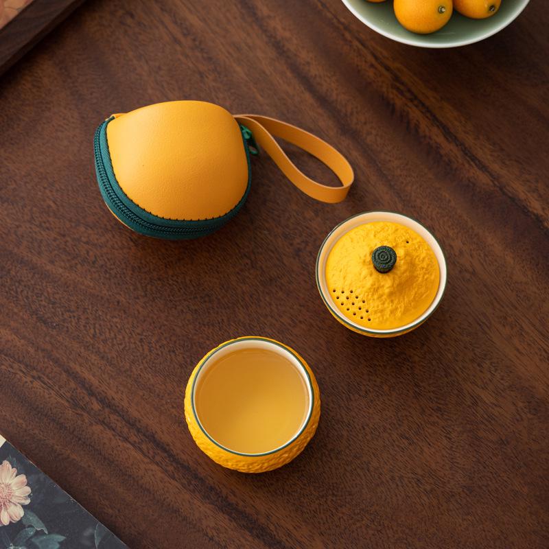 Great Luck Prosperity Travel Tea Set: Single Portable Quick Cup for Outdoor, Camping, or Workstation Use.