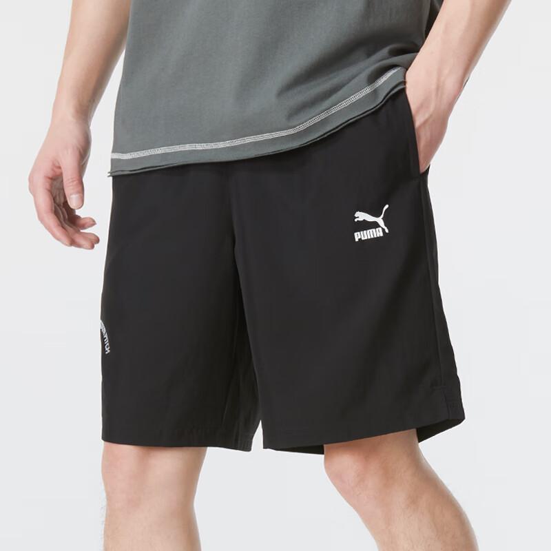 Puma Logo Lace-Up Loose Breathable Sports Shorts Men Shorts Black 682348-01