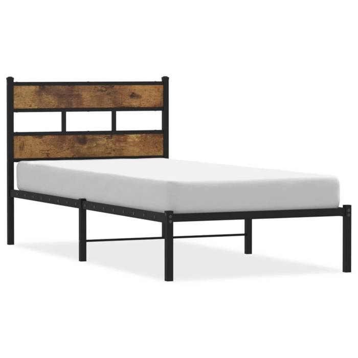 VidaXL Metal Bed Frames Without Mattress Smoked Oak 100x190 Cm 4017047