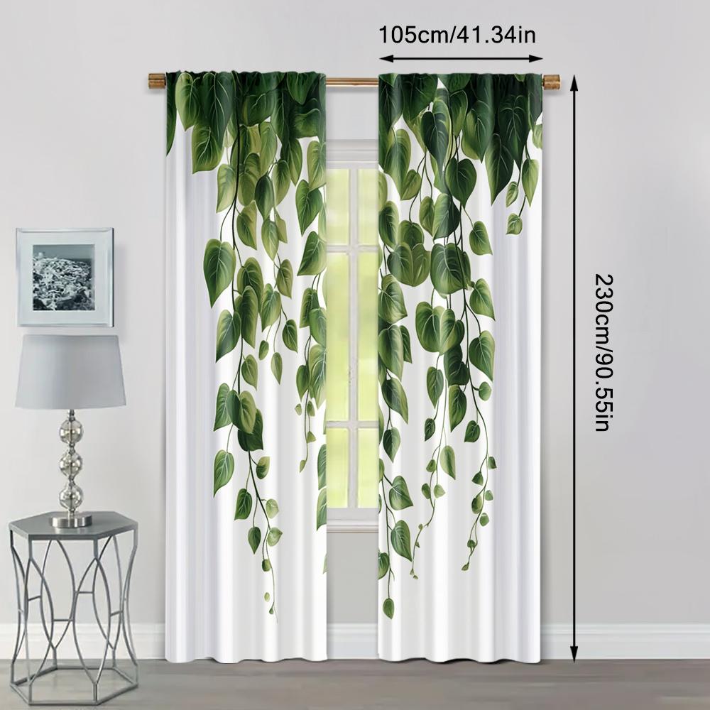 Elegant Set Of 2 Curtains Window Treatment Green Plants Have Climbed Wall Versatile Polyester Without Rod Festive Perfect Made
