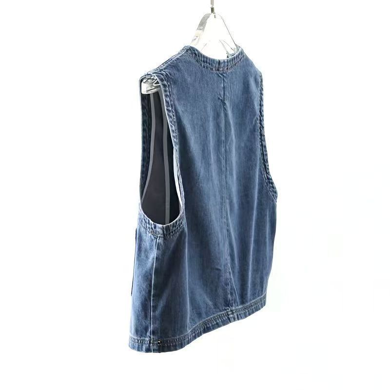 Short Women Denim Vest New Fashion Loose Simple Outerwear Versatile Sleeveless Jean Waistcoat