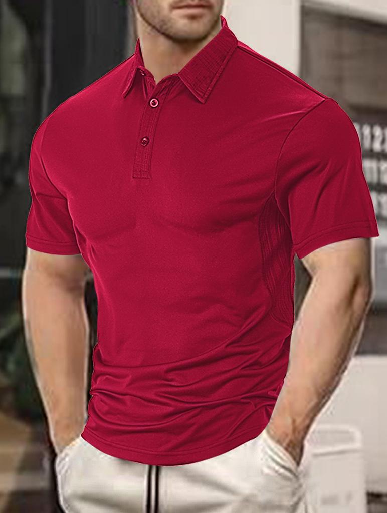 Fashion New Breathable Summer Short-sleeved Polo Solid Color Lapel Button Casual Sports Men's Polo