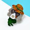 Blucome Fashion Handicraft Acrylic Hat Dog Brooch for Women Men Suit Coat Hijab Pins Christmas Gift