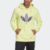 Adidas Originals Trefoil Logo Embroidered Print Hoodie Men Tops Yellow HC9451
