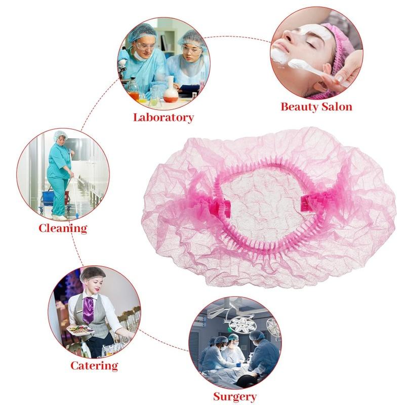21" Disposable Bouffant Caps Non Woven Hair Net Covers Shower Caps Dust-free Beauty Spa Salon Tattoo Hotel Travel Bath Hats