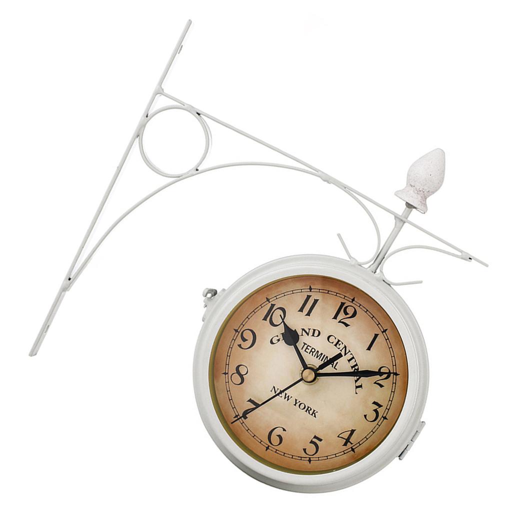 Double Side Metal Wall Clock Quiet,Easy Read Antique Hanging Clocks for Outdoor Indoor,Garden Living Room Home Decors
