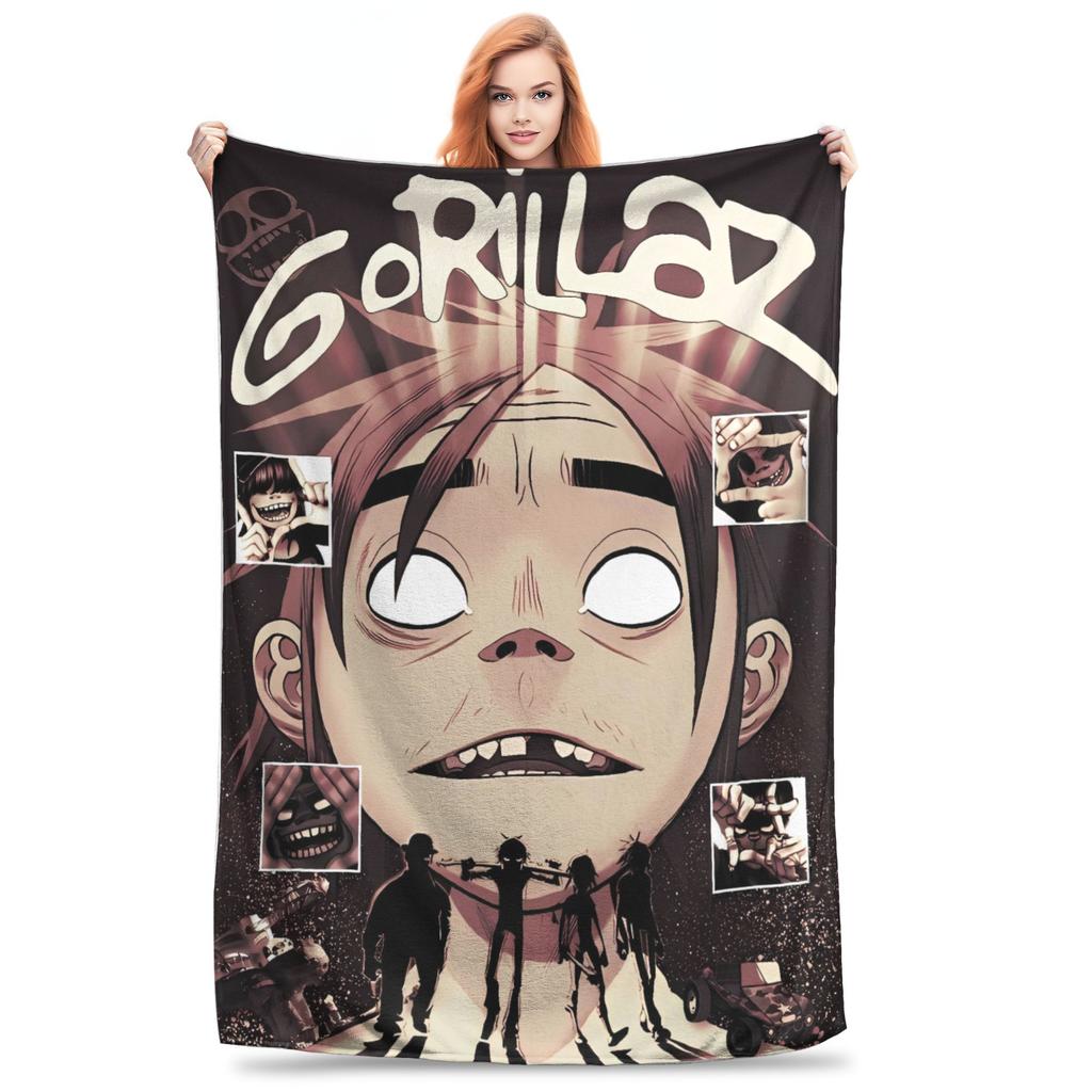 Music Band G-gorillazs Blanket Warm Soft Fashion Plush Throw Blanket For Students Couch Chair Flannel Bedspread Bed Cover