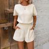 Sets for Women 2 Pieces Casual Loose Comfortable Fashion O-neck T-Shirts and Elastic Waist Shorts Female Two Pieces Suits