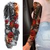 1 Sheet Long Sleeve Temporary Tattoos For Men Women Flower Skull Lion Wolf Tiger Nun Fox Compass Tattoo Sticker Body Art Arm Leg