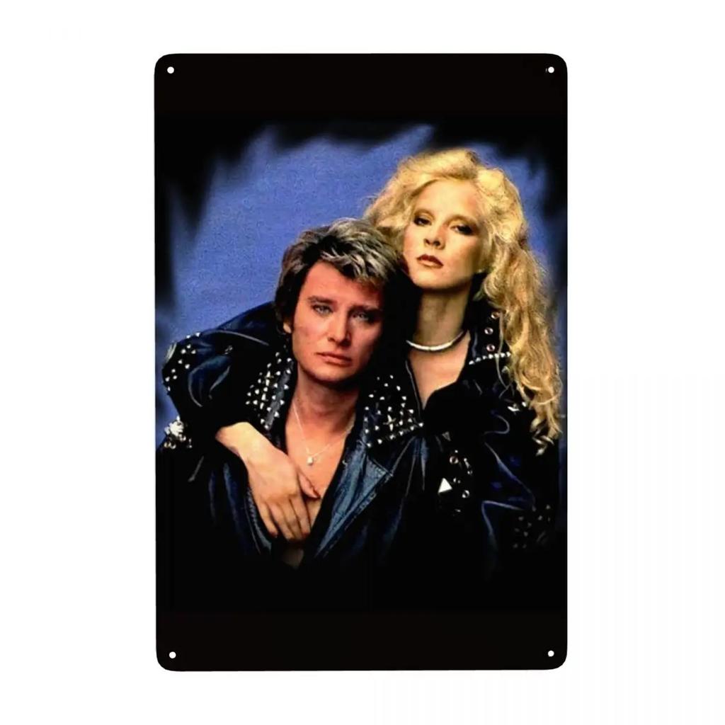 Motorrad Johnny Hallyday Schild Custom Retro Französischer Rocksänger Metallschilder für Club Cafe Restaurant Man Cave Bar Wanddekoration