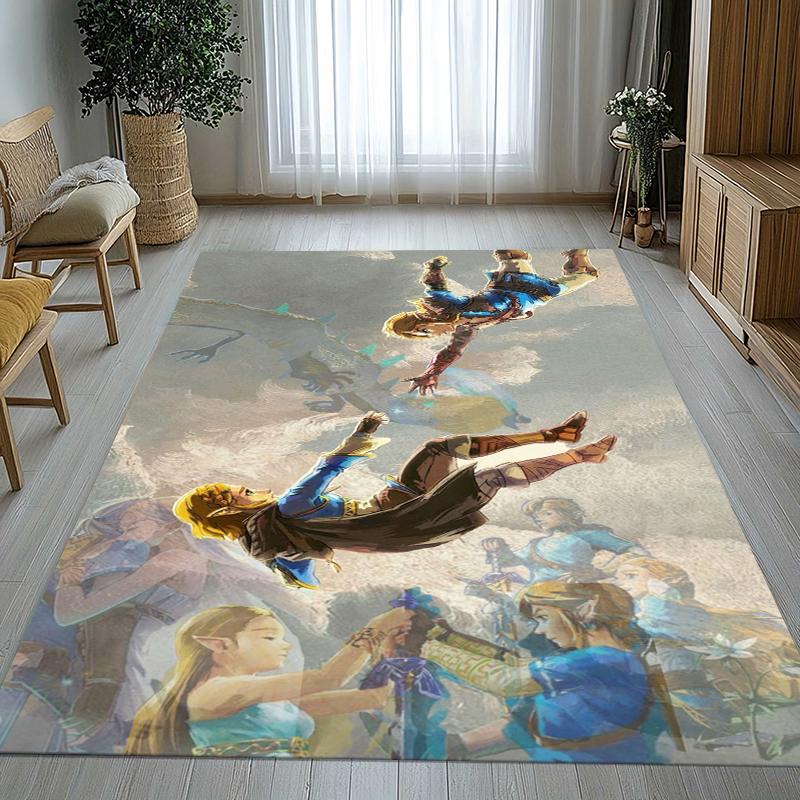 Retro Z-Zelda Cartoon Link Spiele Wohnzimmer Rutschfester Teppich Weicher Teppich für Schlafzimmer Kinderzimmer Spielzimmer Sofa, Heimdekoration Fußmatte