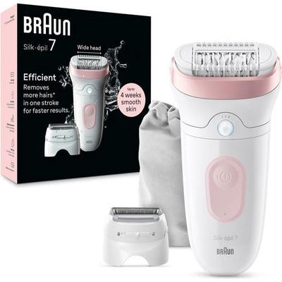 Depiladora eléctrica - BRAUN - Silk-épil 7 - Depilación fácil - Piel suave de larga duración - 7-030 - Blanco / Rosa