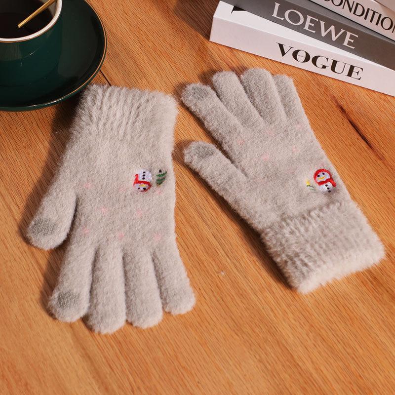 Winter Female Ins Cute Velvet Cold-proof Soft Girl Cycling Five-finger Cycling Season