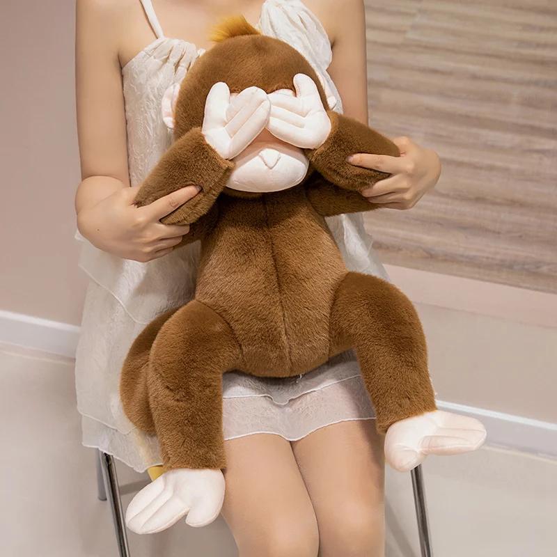 40cm-80cm Big Size Lovely Lifelike Sitting Monkey Plush Toys Soft Stuffed Monkey Doll Cute Animal Doll For Children Home Decor