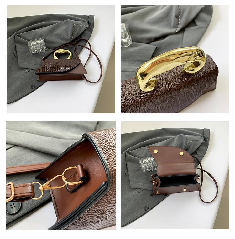 Individuelle Modische Unregelmäßige Klappe Krokodilmuster 2024 Trendige Kleine Quadratische Crossbody Tragetasche für Damen