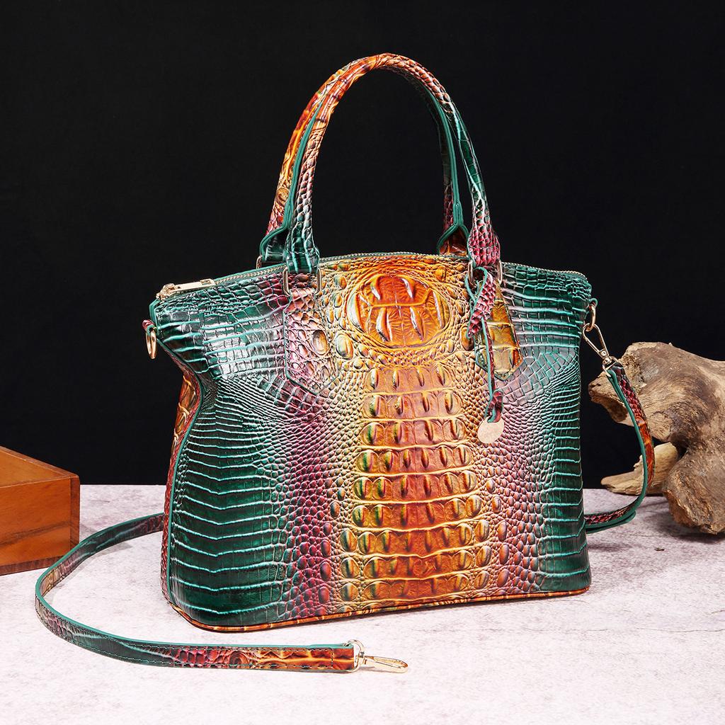 Portable Crossbody Retro Women's Bag Multicolor Crocodile Brahman