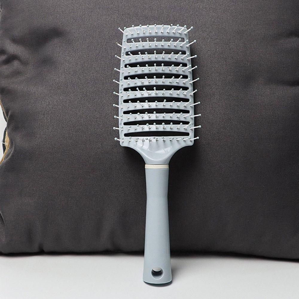 

Быстрая сушка феном Подушечная щетка Распутывающая Расческа для завивки Влажная и Сухая Модные Щетки для волос для женщин 6H Large Curved Comb - Blue