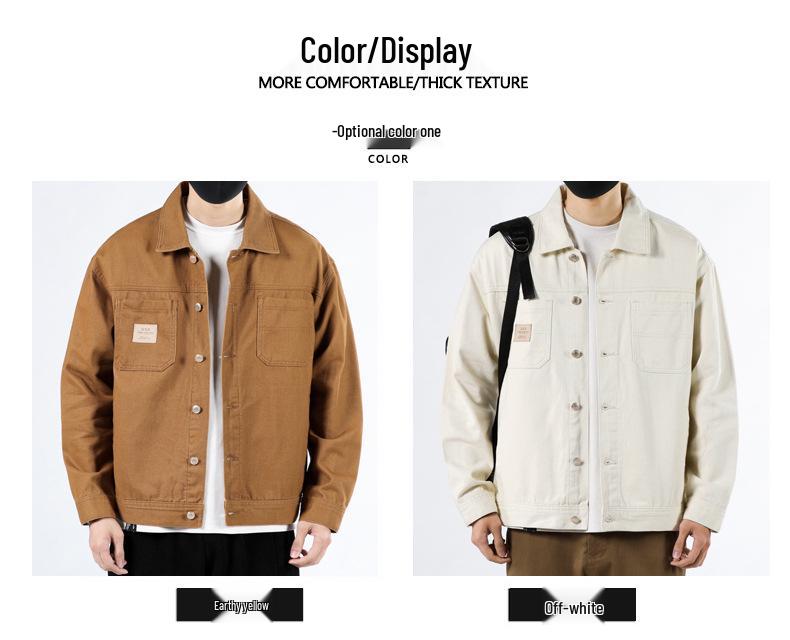 2026 Men's Trendy Loose Denim Jacket - Spring & Autumn Pure Cotton Workwear