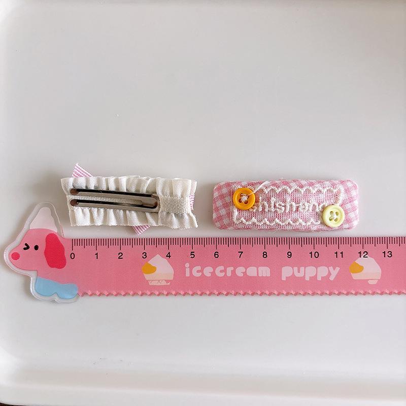 2pcs Pink Hairpins Fabric Lace Butterfly Baby Girls BB Clip Bangs Hairpin Embroidery Cute Children's Hairpin Hair Clips Headwear