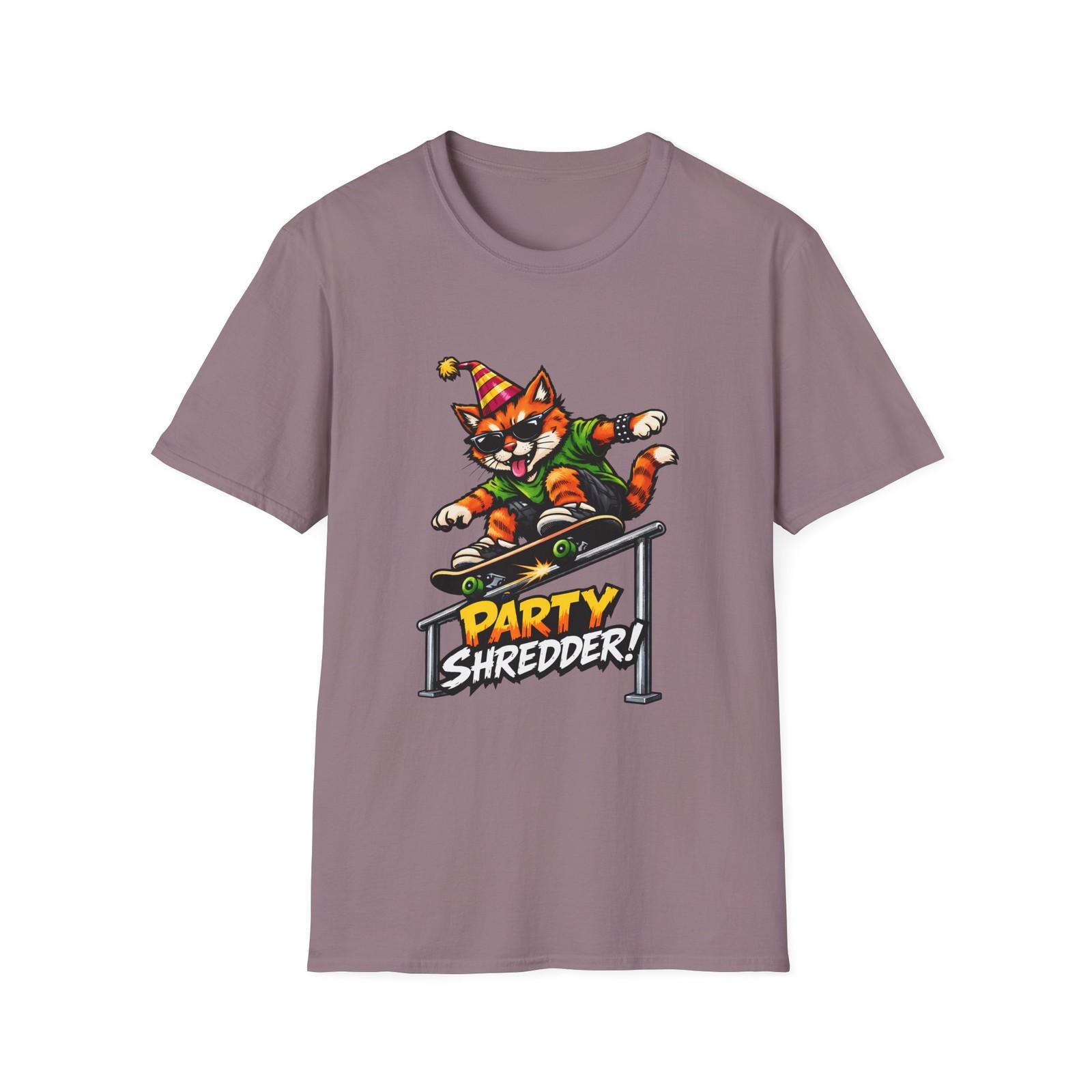 Cat Skateboarding Cartoon Punk Funny Animal Party Humor Unisex Softstyle T-Shirt S разноцветный