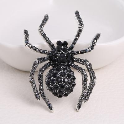 Broșă retro cu diamant negru, cu păianjen, personalizată, incrustată cu diamante, accesorii creative la modă versatile