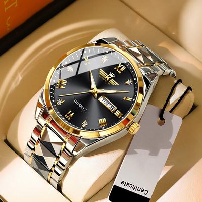 Top Brandneue Herrenuhr Echte Wasserdichte Quarz-Doppelkalender Mode Business-Uhr