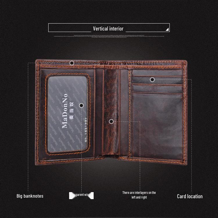 Men’s Retro Genuine Leather Wallet - Hand-Embossed Crocodile Pattern, Long, Large Capacity, Multi-Card Slots.