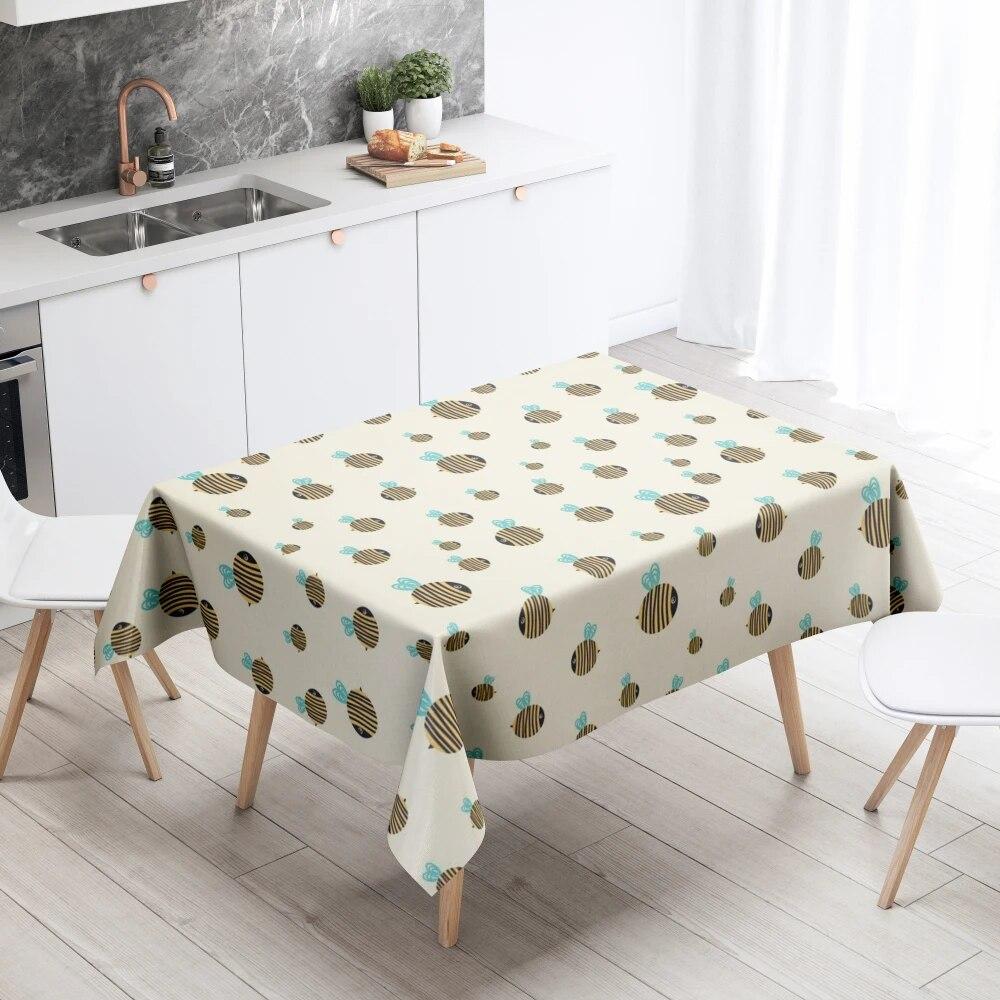 Cartoon Animal Tablecloth Home Decor Stain Resistant Waterproof Table Decoration Rectangular Kitchen Fireplace Countertop