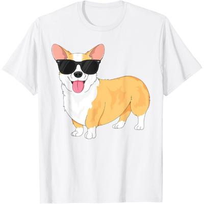 Vintage Cool Corgi T-Shirt for Boys Kids Dog Sunglasses T-Shirt