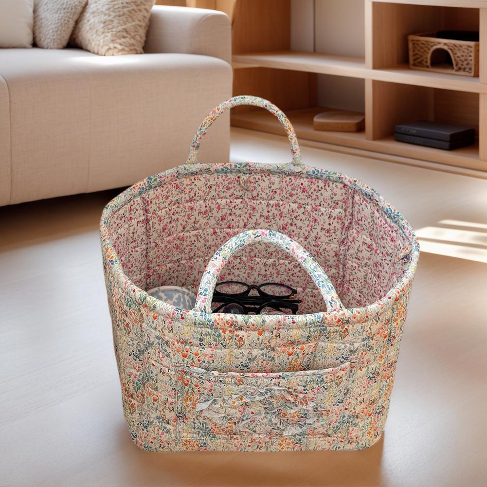 Fabric Pastoral Laundry Storage Bin with Easy Carry Handles Washable Clothes Hamper for Shelves Closet Laundry Home Office Decor