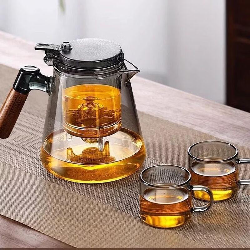 Стеклянный чайник из грецкого ореха с ситечком