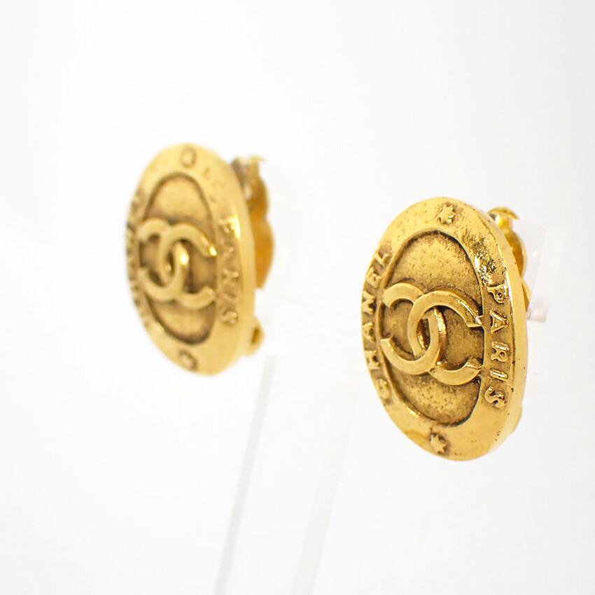 [Pre-owned] CHANEL Gold Coco Mark Earrings / j72-27