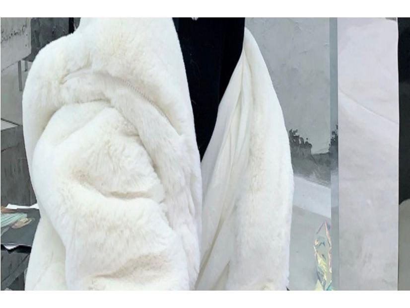 Women's Winter 2024 Hooded Coat - Loose Medium-Length, Thick Imitation Rex Rabbit Fur