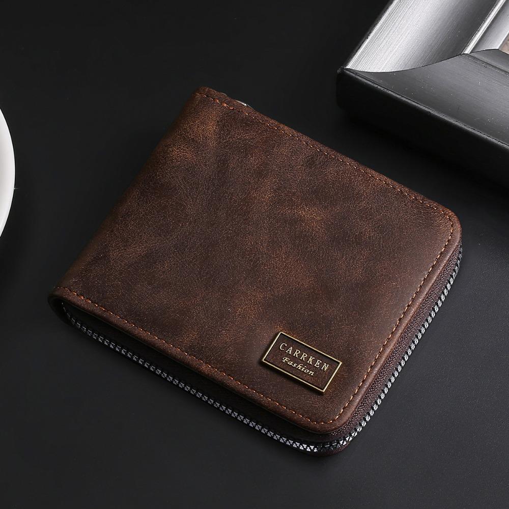

High Quality Simple Coin Purse Multifunctional Large Capacity Zipper Wallet Short Credit Card Bag Men кофейный