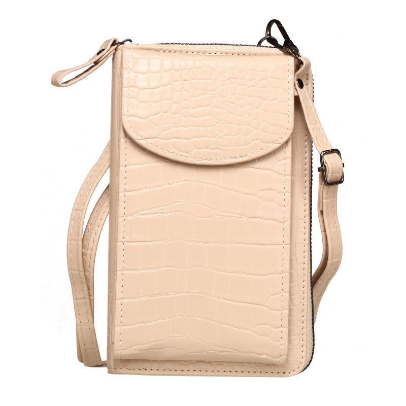 Multi functional retro PU leather crossbody bag alligator solid color mobile phone bag womens casual flip shoulder bag wallet