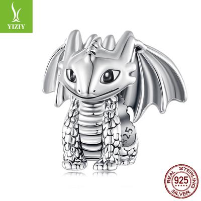Argint Sterling S925 Exquisite Mărgele Dragon Tridimensionale, Textură Distractivă și Drăguță Accesorii Bijuterii DIY cu Mărgele